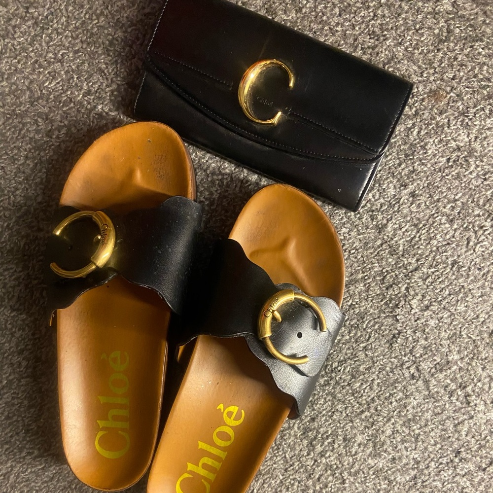 Authentic Chloe sandal and wallet like new, sandal size 10.5 very comfortable…